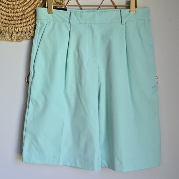J. Lindeberg New Aruba Blue Megh Pleated High Waist Sporty Golf Shorts SZ 27 - Picture 9 of 9